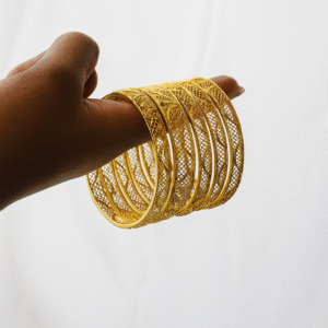 Intricate Filigree Gold Bangles Set