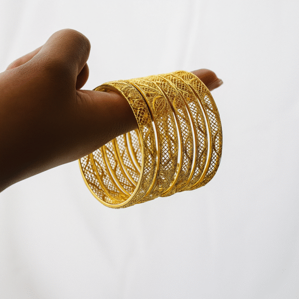 Intricate Filigree Gold Bangles Set