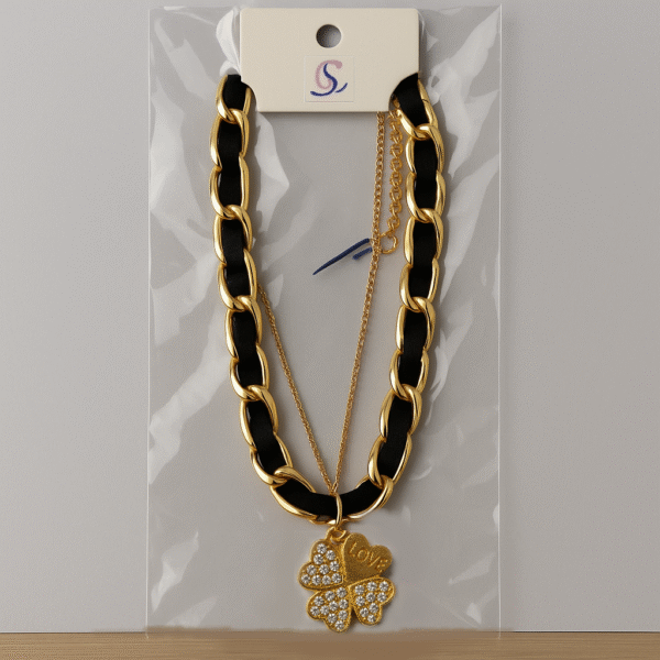 Gold Chain Necklace with Flower Pendant