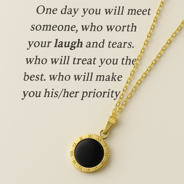 Necklace with Black Round Pendant - Image 2