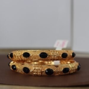 Gold-Toned Bangles with Stone Accents