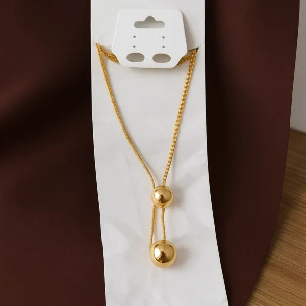 Gold Sphere Double-Layer Necklace - Image 2