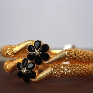 Floral Textured Gold Bangles