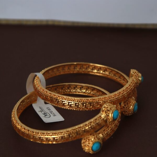Floral Textured Gold Bangles - Image 3