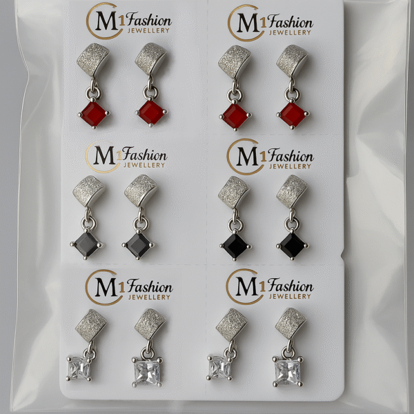 Multicolor Earrings Set – Pack of 6 - Image 3