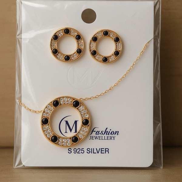 Circle Pendant Necklace and Earring Set - Image 5