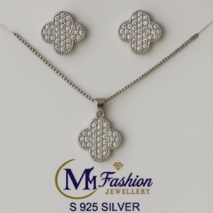 Flower Pendant Necklace and Earring Set